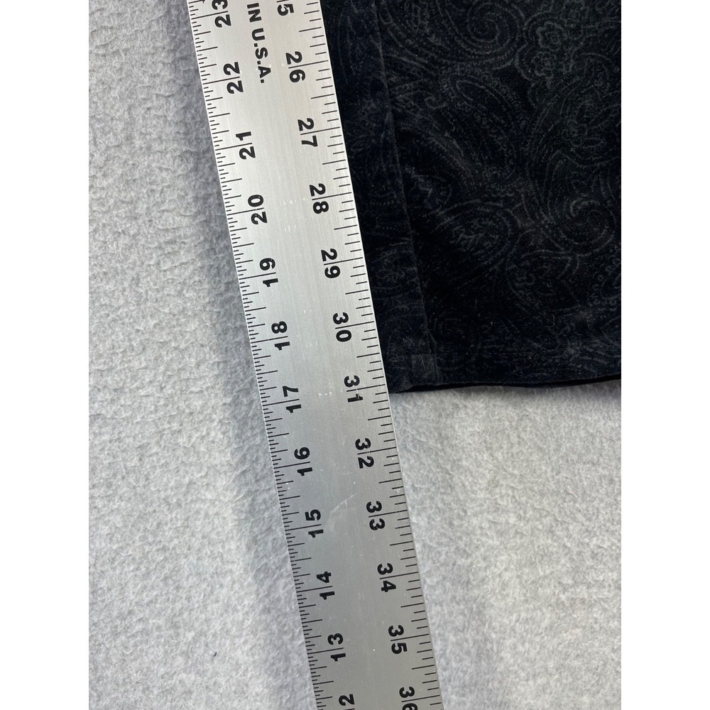 Lauren Ralph Lauren Pants Womens 14 Black Embossed Velvet Texture Paisley Print - Picture 8 of 11